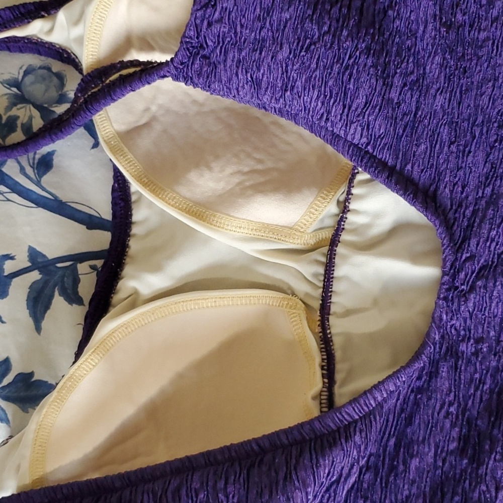 CURATED BY RUA'H KIBRIYA: Purple Ruched Chlorine-Resistant Swimsuit - Picture 5 of 5